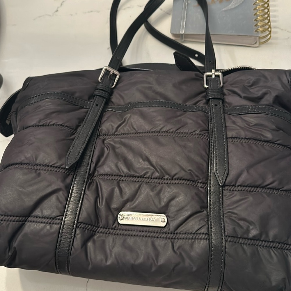 287 Burberry 'Abbey' Black Quilted Diaper Bag